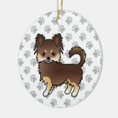 Chocolade en Tan Long Coat Chihuahua Dog & Paws Keramisch Ornament (Links)