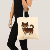 Chocolade en Tan Long Coat Chihuahua Dog Tote Bag (Voorkant (product))