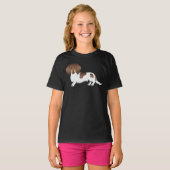 Chocolade en Tan Piebald Long Hair Dachshund Dog T-shirt (Voorkant volledig)