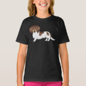 Chocolade en Tan Piebald Long Hair Dachshund Dog T-shirt (Voorkant)