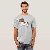 Chocolade en Tan Piebald Long Hair Dachshund Dog T-shirt (Voorkant volledig)