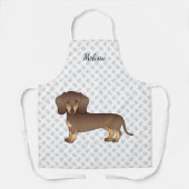 Chocolade en Tan Short Hair Dachshund en naam Schort (Voorkant)