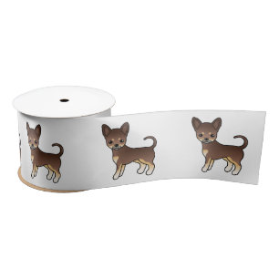 Chocolade en Tan Smooth Coat Chihuahua Cute Dog Satijnen Lint