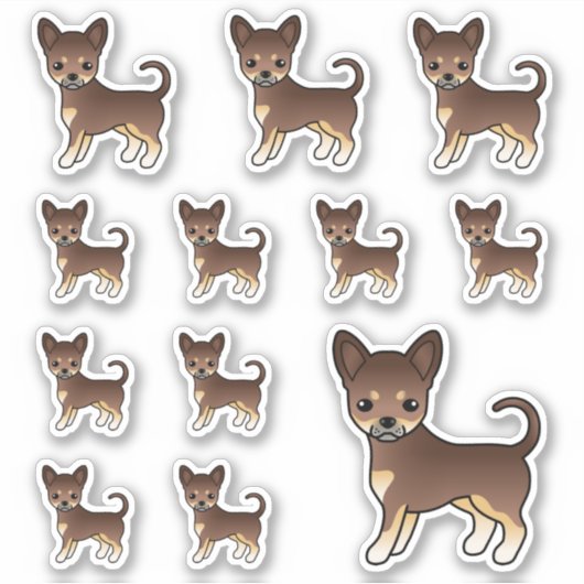 Chocolade en Tan Smooth Coat Chihuahua Cute Dogs Sticker (Voorkant)