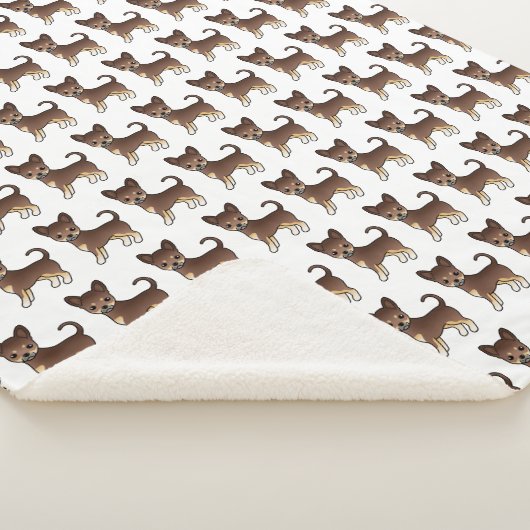 Chocolade en Tan Smooth Coat Chihuahua Pattern Sherpa Deken (3/4)