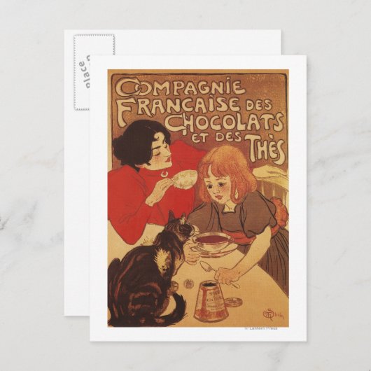Chocolade en Tea Co moeder en dochter Briefkaart (Voorkant / Achterkant)