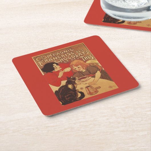 Chocolade en Tea Co moeder en dochter Kartonnen Onderzetters (Schuin)