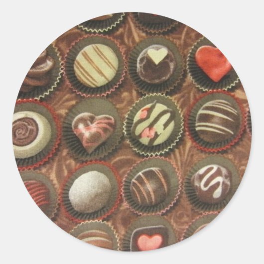 Chocolade en truffels ronde sticker (Voorkant)