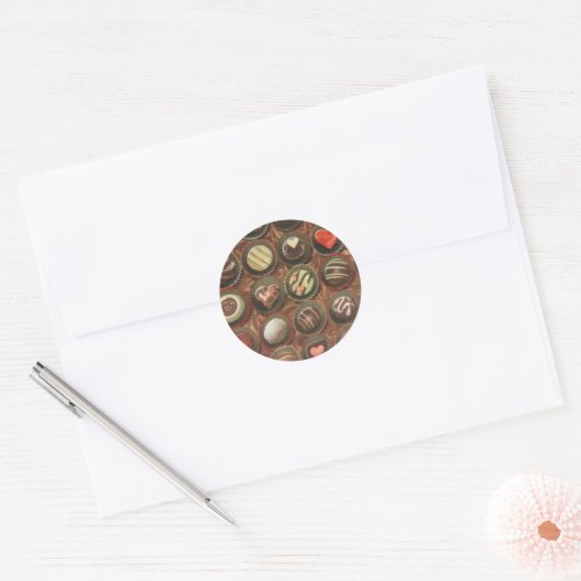 Chocolade en truffels ronde sticker (Envelop)