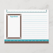 Chocolade en Turquoise Recipe Card Briefkaart (Voorkant)