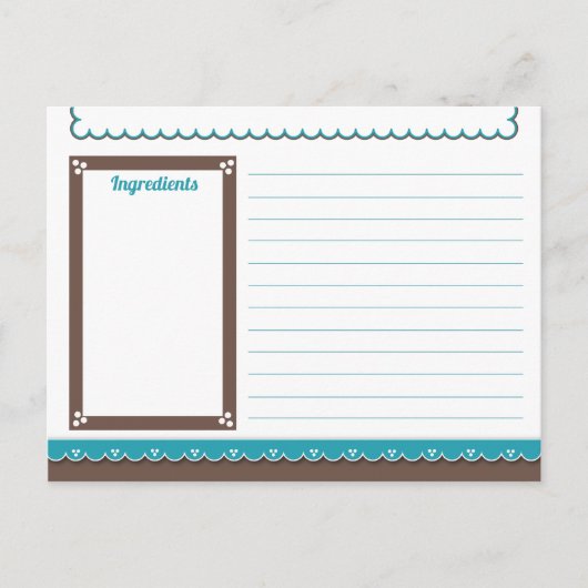 Chocolade en Turquoise Recipe Card Briefkaart (Voorkant)