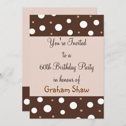 Chocolade en Vanilla 60e verjaardag Kaart (Voorkant / Achterkant)