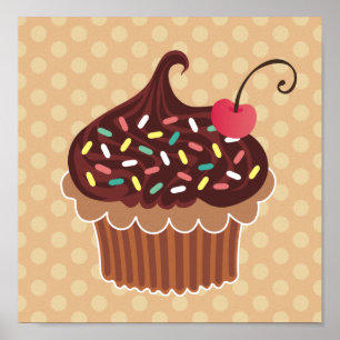 Chocolade en Vanilla Cupcake Canvas afdrukken Poster