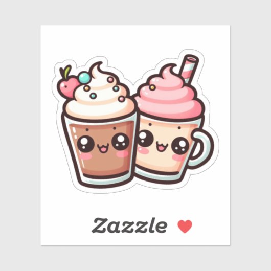 Chocolade en vanille milkshakes vinyl Stickers (Vel)