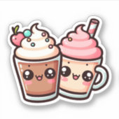Chocolade en vanille milkshakes vinyl Stickers (Voorkant)