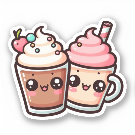Chocolade en vanille milkshakes vinyl Stickers (Voorkant)