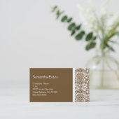 Chocolade en White Damask Visitekaartje (Staand voorkant)