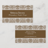 Chocolade en White Damask Visitekaartje (Voorkant / Achterkant)