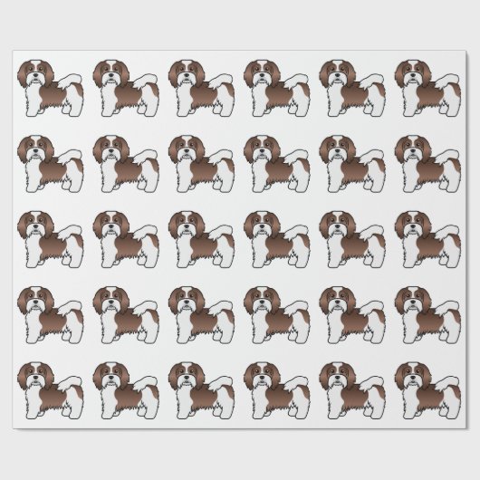 Chocolade en White Havanese Cartoon Dog Pattern Cadeaupapier (Vlak)