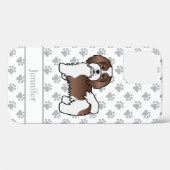 Chocolade En Witte Havanese Cartoon Hond & Naam Case-Mate iPhone Case (Achterkant (horizontaal))
