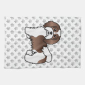 Chocolade En Witte Havanese Mooie Cartoon Hond Theedoek (Horizontaal)
