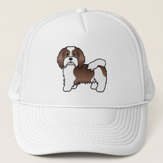 Chocolade En Witte Havanese Mooie Cartoon Hond Trucker Pet (Voorkant)
