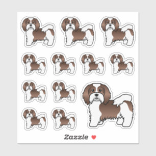 Chocolade En Witte Havanese Moppige Cartoon Honden Sticker