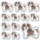 Chocolade En Witte Havanese Moppige Cartoon Honden Sticker (Voorkant)
