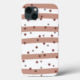 Chocolade en Witte Stripes met een sterpatroon Case-Mate iPhone Case