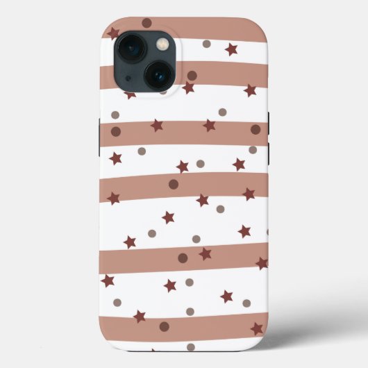 Chocolade en Witte Stripes met een sterpatroon Case-Mate iPhone Case (Achterkant)