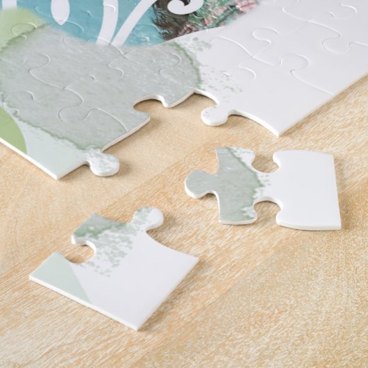 Chocolade en zachte blauwe Mandala Konijn met Hart Legpuzzel (Zijkant)