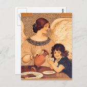 Chocolade Engel Frans Antiek Briefkaart (Voorkant / Achterkant)