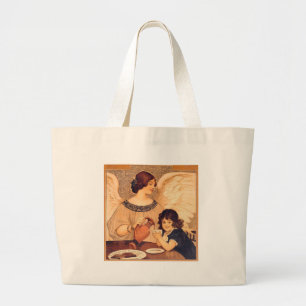 Chocolade Engel Frans Antiek Grote Tote Bag