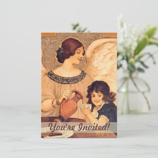 Chocolade Engel Frans Antiek Kaart (Staand voorkant)