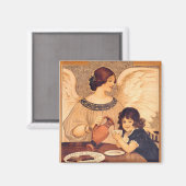 Chocolade Engel Frans Antiek Magneet (Voorkant / Achterkant)