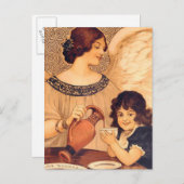 Chocolade Engel Frans Antiek Uitnodiging Briefkaart (Voorkant / Achterkant)