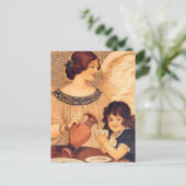 Chocolade Engel Frans Antiek Uitnodiging Briefkaart (Staand voorkant)