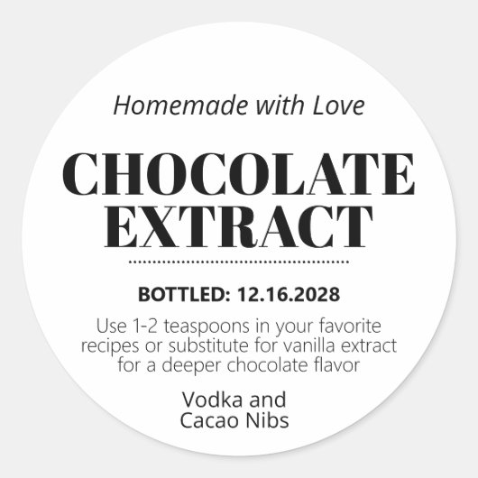 Chocolade Extract Moderne Label Sticker ZEX_001g (Voorkant)