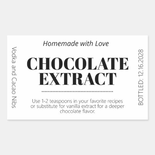 Chocolade Extract Moderne Label Sticker ZEX_001g (Voorkant)