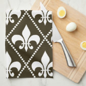 Chocolade Fleur de Lis Theedoek (Quarter Fold)