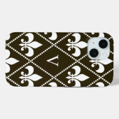 Chocolade Fleur de Lis w / monogram Case-Mate iPhone Case (Achterkant (horizontaal))