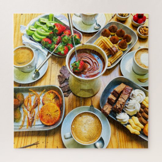 Chocolade Fondue Coffee aardbei dessert Food Legpuzzel (Verticaal)