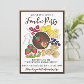 Chocolade Fondue dessert Party Fruit Cake Berries Kaart (Staand voorkant)