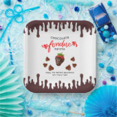 Chocolade Fondue Fiesta Aardbeien Harten Verjaarda Papieren Bordje (Feest)