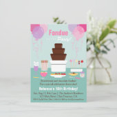 Chocolade Fondue Fountain Meisjes Verjaardagsfeest Kaart (Staand voorkant)
