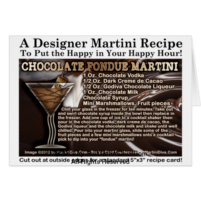 Chocolade Fondue Martini Recept Wenskaart (Voorkant Horizontaal)