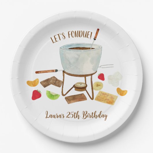 Chocolade Fondue Party Papieren Bordje (Voorkant)