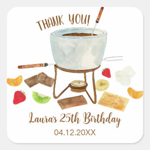 Chocolade Fondue Party Vierkante Sticker