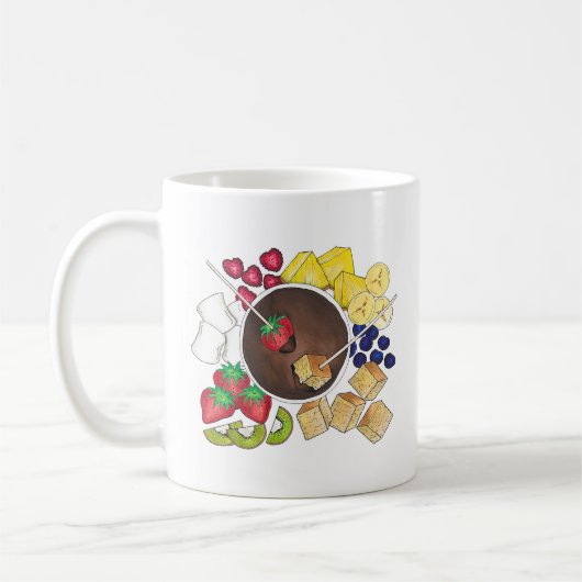 Chocolade Fondue Pot Retro Dessert Food FruitCake Koffiemok (Links)