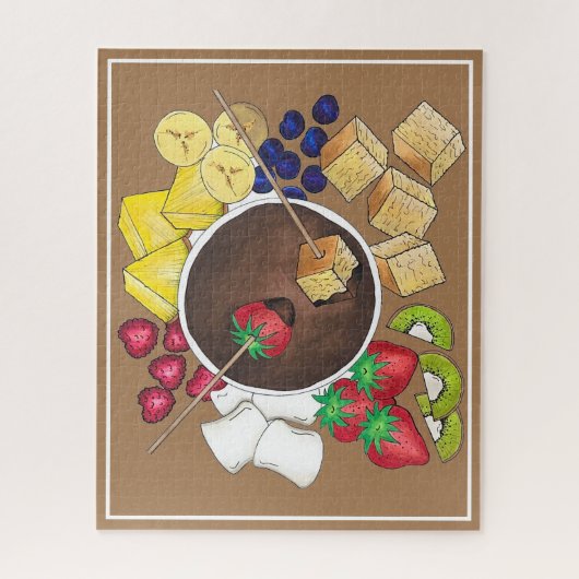 Chocolade Fondue Pot Retro Dessert Food FruitCake Legpuzzel (Verticaal)